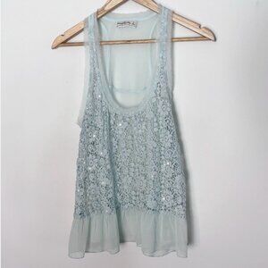 Abercrombie & Fitch Lace Sequin Whimsical Ethereal Fairy Tank Top Medium B70